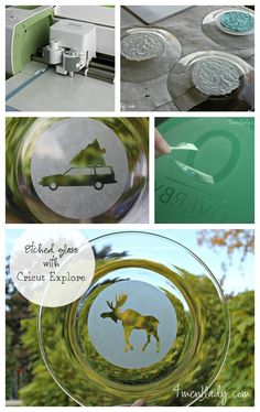 the process for making glass coasters is shown in three different pictures, including an image of