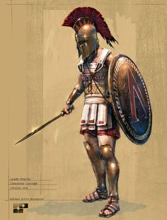 Hoplite Concept by Dstolpmann A concept for a MMO game & history channel series, (it was canned) that I had to create. Photoshop, www.deanstolpmann Guerriero Samurai, Greek Soldier, Greek Warrior, Ancient Warfare, Spartan Warrior, Greek History, Roman Soldiers