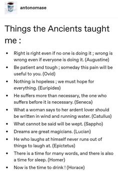 an iphone screen with the text'things the ancients taught me '