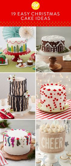 twelve easy christmas cake ideas to make for the holiday season, including cakes and cupcakes