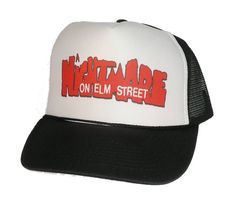 Nightmare on Elmstreet Trucker Hat Mesh Hat vintage snapback hat adjustable unworn Vintage style trucker hat This is a Trucker hat mesh hat, it has an adjustable snapback so it fits most people 100% Polyester Front 100% Nylon Mesh Back 5-panel cap Seamless Foam Front Panel with Lining 8 Rows Stitching on Visor Matching Fabric Under visor Adjustable Plastic Snap Snapback Hats Men, Beer Hat, Vintage Style Hat, A Nightmare On Elm Street, Vintage Trucker Hats, Halloween Hats, Mesh Hat, Elm Street, Hats Snapback