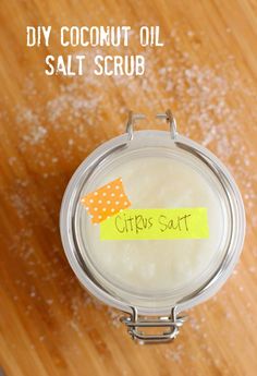 DIY Coconut Oil Salt Scrub for the Bath Epsom Salt Scrub Diy, Coconut Oil Salt Scrub, Epsom Salt Scrub, Salt Scrub Diy, Salt Scrub Recipe, Diy Spa Treatments, Diy Coconut, Scrub Diy, Diy Coconut Oil