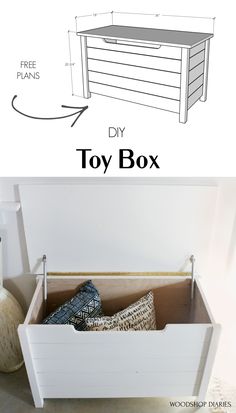 a toy box is shown with instructions to build it