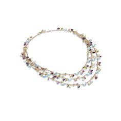 Marco Bicego Jewelry - Paradise Collection 18K Yellow Gold Blue Topaz and Mixed Gemstone Triple Strand Necklace | Manfredi Jewels Marco Bicego Necklace, Marco Bicego, 18k Gold Necklace, Italian Jewelry, The Paradise, Sky Blue Topaz, White Quartz, Multi Strand Necklace, Strand Necklace