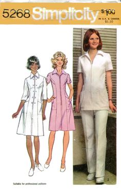 a woman's shirt dress and pants sewing pattern