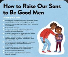 an advertisement for the children's book how to raise our sons to be good men