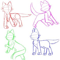 three different types of cartoon cats with one cat in the middle and one cat on the bottom