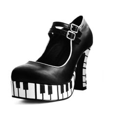 TUK Footwear Womens Black & White Piano Platform Mary Jane Heels Size 8,9.  New in box. From smoke free home. Style# a7099L/ Black Tune up your style in these playful mary jane platform heels from our Rewind Collection! Made of a vegan friendly black PU upper featuring white trimming, double buckle straps, and a piano-inspired design that will have you feeling like a maestro of style. Has a sturdy 4” heel height complemented by a 1 1/8” platform. - standard width. Size 8 or 9 Shipped USPS Priori Girly Shoes High Heels, Tuk Footwear, Music Shoes, Shoe Business, Creeper Boots, White Piano, Kawaii Shoes, Platform Mary Janes, Girly Shoes