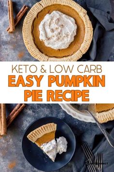 keto and low carb easy pumpkin pie recipe with whipped cream in the crust