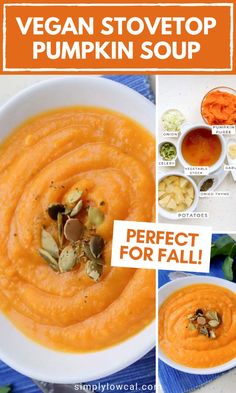 vegan stovetop pumpkin soup recipe with instructions to make it in the slow cooker