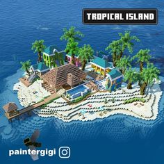 an island in the ocean with palm trees