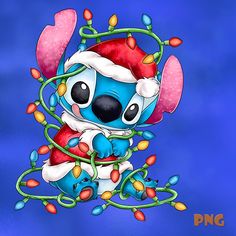 a digital painting of a cartoon character with christmas lights