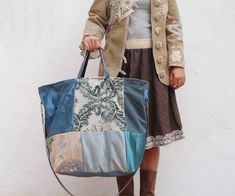 Love Boat Weekender Nautical Blue Leather Velvet by StarBags Vintage Blue Shoulder Bag With Leather Handles, Blue Patchwork Travel Shoulder Bag, Blue Patchwork Shoulder Bag For Travel, Upholstery Fabric Samples, Velvet Upholstery Fabric, Love Boat, Overnight Bags, Vintage Velvet, Overnight Bag