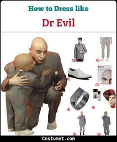 an image of how to dress like dr evil with pictures and instructions on the front