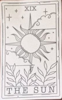 the sun tarot card is shown in black and white