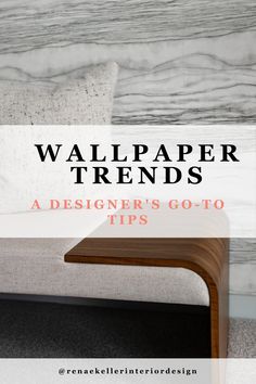 a couch with the title wallpaper trend for designers go - to tips on it