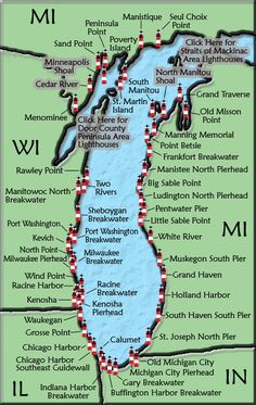 a map showing the locations of major lakes in minnesota and michigan, with their names