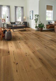 a living room filled with lots of furniture and wood flooring on top of hard wood floors