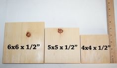 three pieces of wood with measurements on them