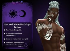 the sun and moon markings tattoo for males is shown in this screenshoter's image