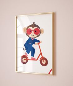 a monkey is riding a scooter with red eyes on it's face