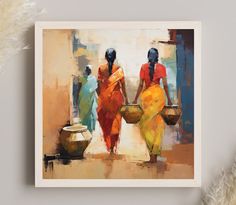 two women carrying pots on their backs