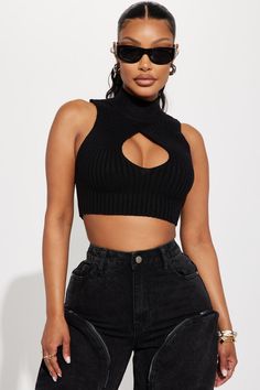 Available In Black And Oatmeal. Sweater Top Sleeveless Mock Neck Cut Out Cropped 50% Rayon 30% Polyester 20% Nylon Imported | Dulcee Sweater Top in Black size Large by Fashion Nova Oatmeal Sweater, Sleeveless Mock Neck, Cardigan Sweater Coat, Top Sleeveless, Matching Dresses, Sweater Coats, Aliens, Sweater Outfits, Mock Neck