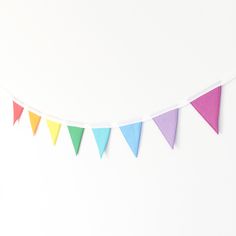 Rainbow Nursery Inspiration Rainbow Bedroom Decor, Rainbow Interior Design, Rainbow Themed Bedroom, Rainbow Decor Bedroom, Rainbow Room Decor, Felt Bunting, Rainbow Bunting, Creative Party Ideas