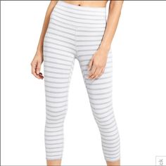 Nwot Athleta High Rise Heather Stripe Chaturanga Capri. Color White And Gray. Size Xs. Please See Pictures. Unisex Shoes, Athleta Pants, White Fashion, Gray White, Heathers, White Jeans, Grey And White, Pant Jumpsuit, Capri