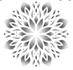 a black and white drawing of a snowflake in the shape of a flower