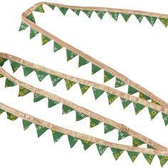 green and gold buntings with numbers on them are arranged in the shape of an arrow