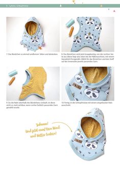 instructions for how to make a bib with an animal print on the front and back