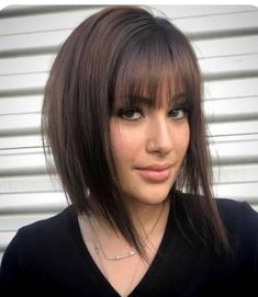 Bob Hairstyles For Heart Shaped Face Long Bangs, Angled Bob With Bangs Thick Hair, Medium Length Angled Bob With Bangs, Angled Bob Haircuts With Bangs For Fine Hair, Short Hair With Soft Bangs, Short Angled Bob Haircut With Bangs, Inverted Bob With Bangs Medium, Medium Bob Haircuts For Women With Bangs, Angled Bob With Bangs Fine Hair