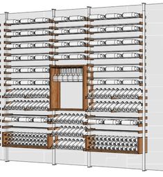 an architectural drawing of a wall with multiple sections