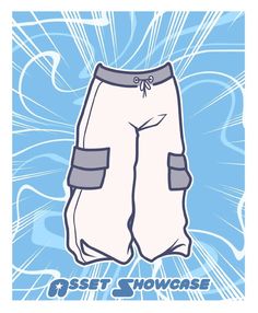 an image of a pair of shorts with the words asset showcase on it's side