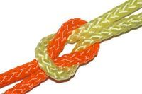 an orange and yellow rope on a white background