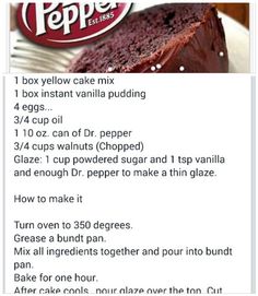 a recipe for chocolate cake on a plate