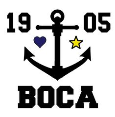 an anchor with hearts and stars in the center is shown against a white background that says boca