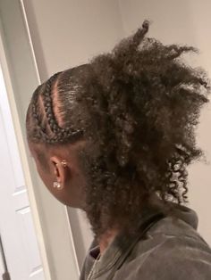 natural hair style- two braids into half up half down Beach Natural Hairstyles, Natural Braid Hairstyles For Black Women, Braid Out Hairstyles, Cute Natural Hairstyles 4c, Natural Braided Hairstyles, Girls Natural Hairstyles