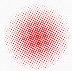 an abstract red dot pattern on a white background, with the center half circle in the center