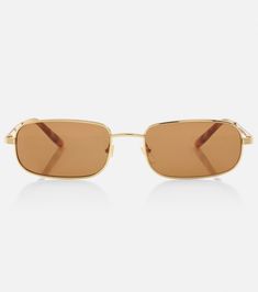 Rectangular sunglasses in gold - Gucci | Mytheresa Rectangular Sunglasses, Gucci Accessories, Gold Sunglasses, Tortoise Shell, Color Names, Cleaning Cloth, Brown Gold, Square Sunglasses, Sunglasses Accessories