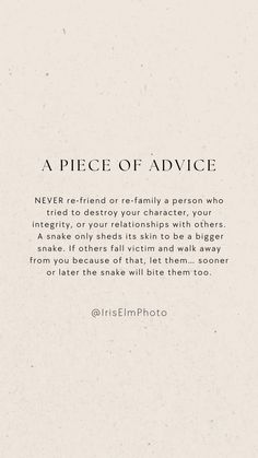 a piece of advice written in black and white