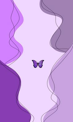 a purple and white background with a butterfly flying in the air over it's head