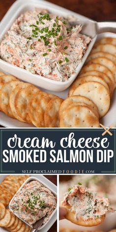 smoked salmon dip with crackers on the side