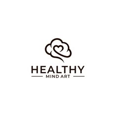 the logo for healthy mind art, which is designed to look like a cloud with a heart in it