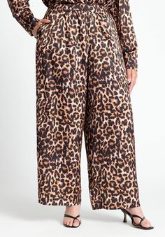 High Rise Pull On Wide Leg Pants, Leopard Print Stretch Workwear Pants With Elastic Cuffs, Wide Leg Bottoms With Elastic Cuffs For Work, Wide-leg Bottoms With Elastic Cuffs For Workwear, Wide Leg Pant, Flounce Sleeve, Summer Events, Bottoms Pants, Passion For Fashion, Leg Pants