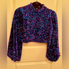 Zara Colorful Sequin Size Xs Purple Winter Party Top, Pink Winter Top For Night Out, Pink Top For Winter Night Out, Pink Tops For Night Out In Winter, Winter Pink Top For Night Out, Pink Long Sleeve Tops For Party Season, Winter Party Multicolor Tops, Zara Purple Party Top, Zara Purple Top For Party