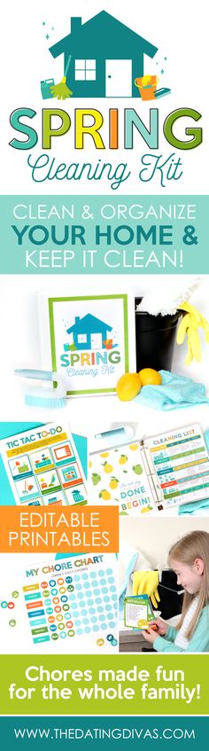 the spring cleaning kit is open and ready to be used as a printable for your home