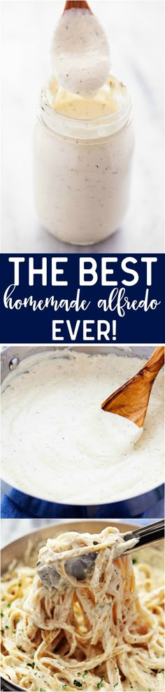 the best homemade alfredo sauce ever is in this bowl and it's ready to be eaten