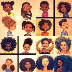 the different types of black children's hair are shown in this drawing, which shows them